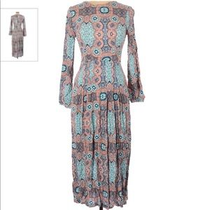 H&M NWT boho chic pleated long sleeve maxi dress brand new!